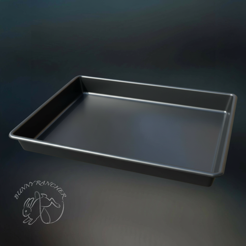 Heavy-duty colorful plastic black rabbit cage tray and replacement pan for rabbitry rabbit  or cavy cages from Bunny Rancher.