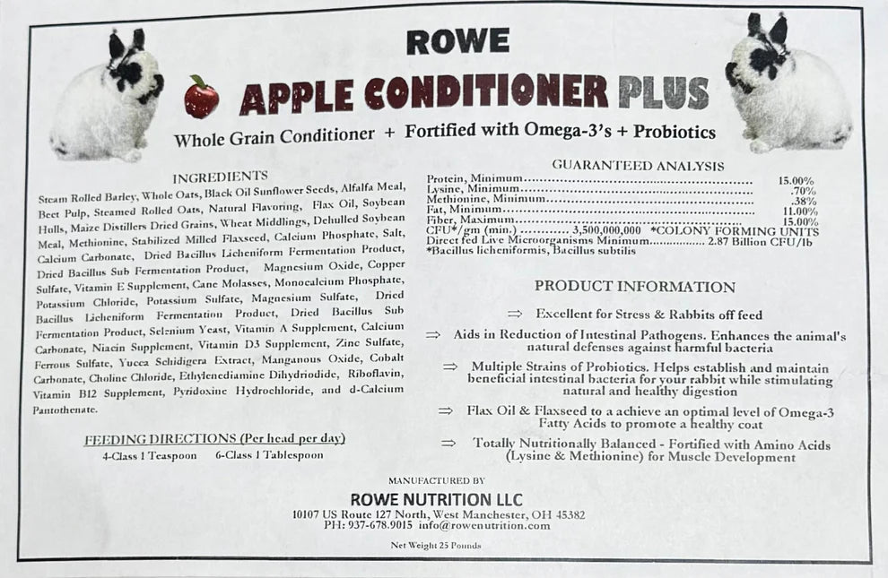 Après-shampoing à la pomme Rowe – Supplément pour lapins pour un pelage et une santé digestive optimaux